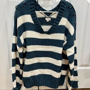 BRAND NEW NEVER WORN POL BUTTON DETAIL STRIPED SWEATER IN SIZE MEDIUM